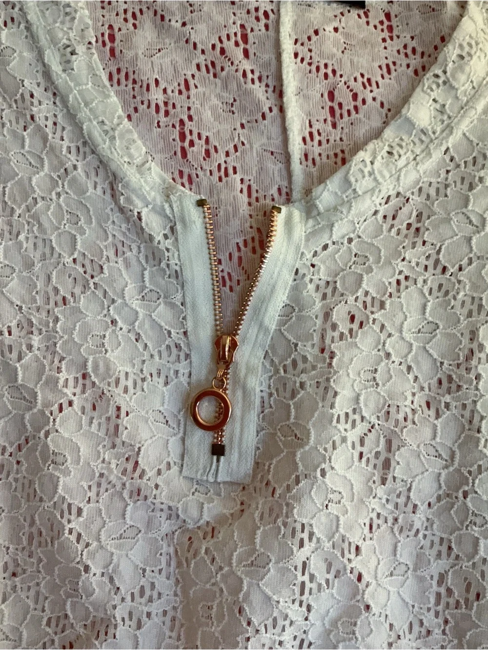 White Lace Eyelet V-Neck Short Sleeve Cover Up Top - T3 or US 8/10